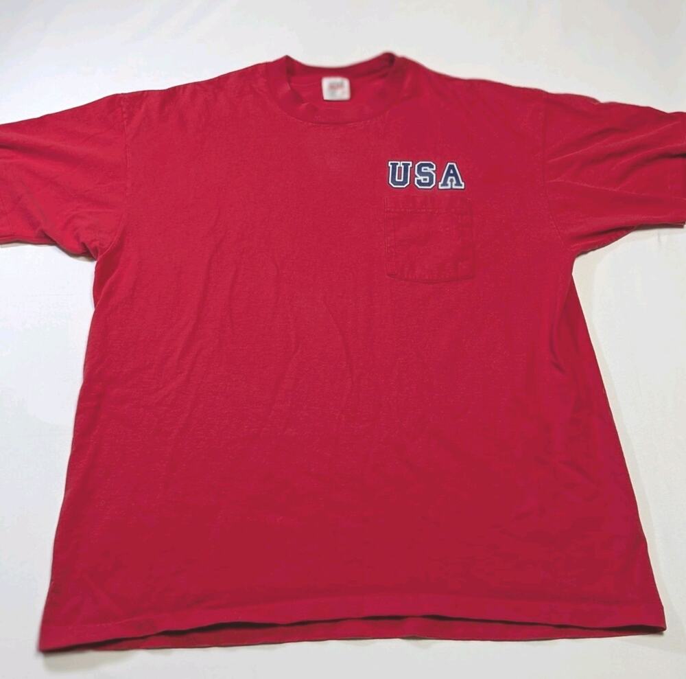 Vintage Anvil 2xl Pocket T Shirt Single Stitch Made In USA 90s Baggy T